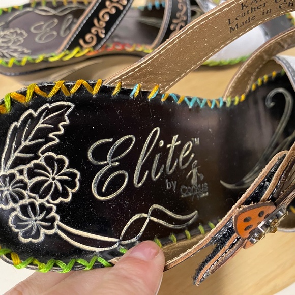 Elite By Corkys Size 8 Kalua Sandals  Multi Colored Art to Wear Wearable Art - Picture 5 of 10